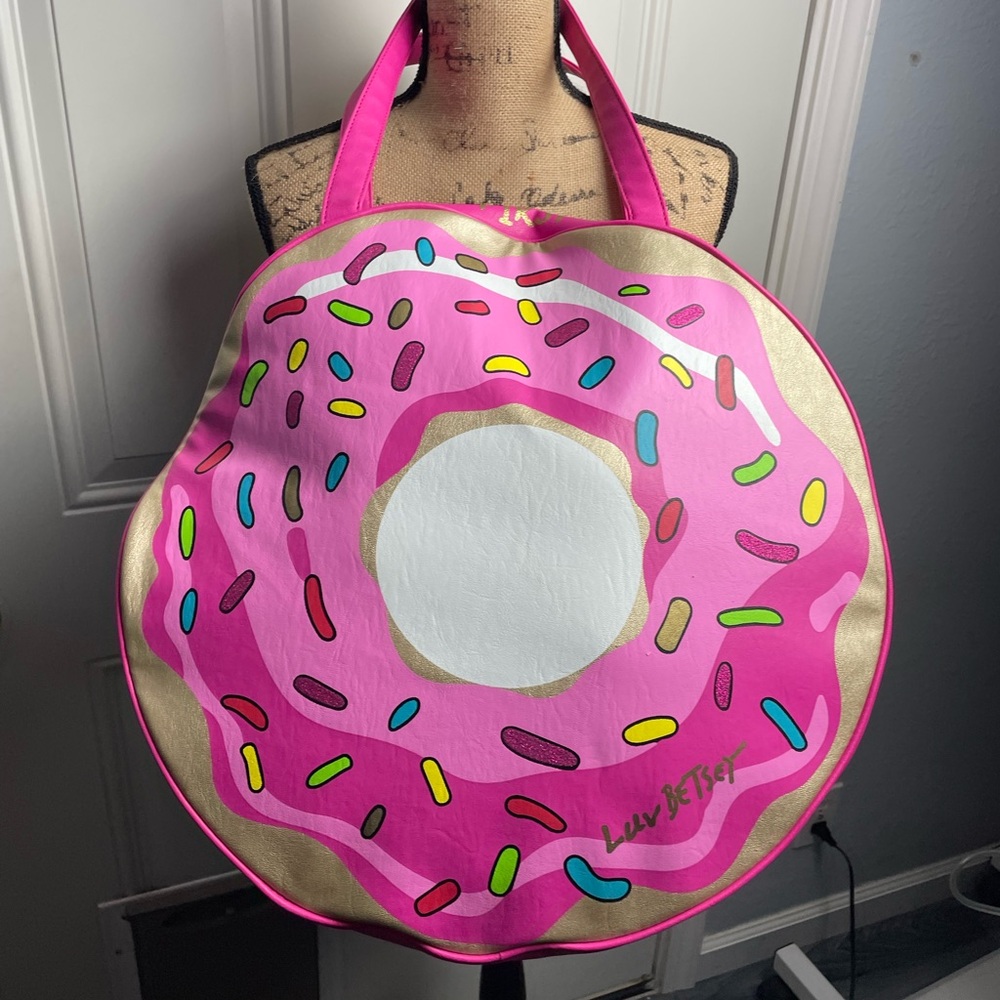 Betsey Johnson Pink Donut Tote with Sprinkles